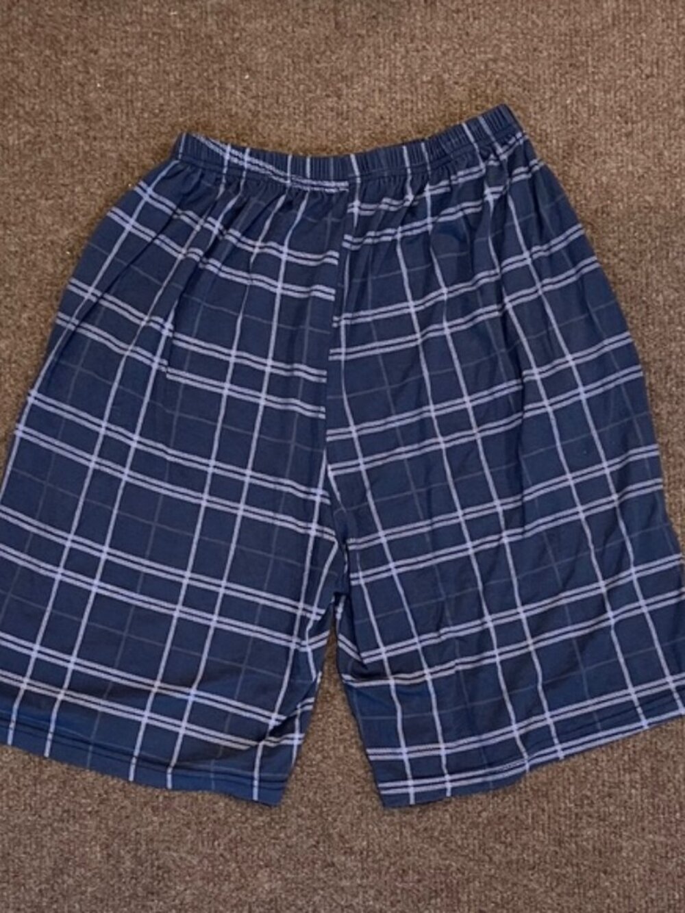 Men's Navy Plaid Lounge Shorts